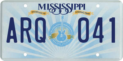 MS license plate ARQ041