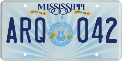 MS license plate ARQ042