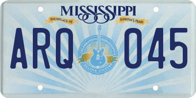 MS license plate ARQ045