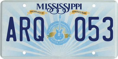MS license plate ARQ053
