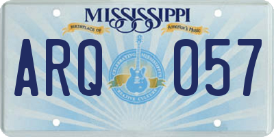 MS license plate ARQ057