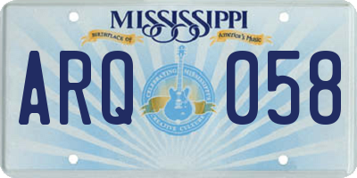 MS license plate ARQ058