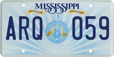 MS license plate ARQ059
