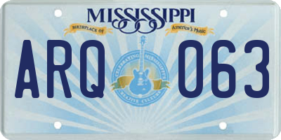 MS license plate ARQ063
