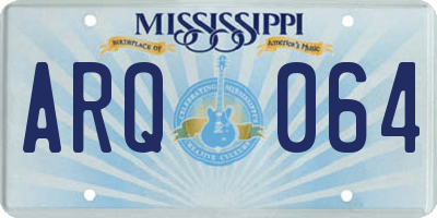 MS license plate ARQ064