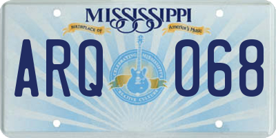 MS license plate ARQ068