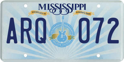 MS license plate ARQ072