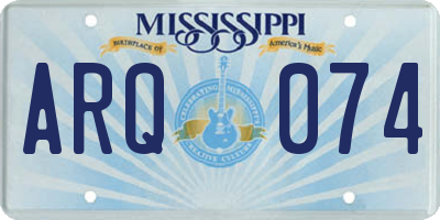 MS license plate ARQ074