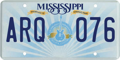 MS license plate ARQ076