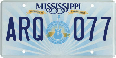 MS license plate ARQ077