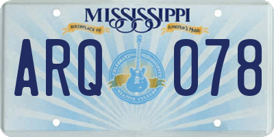 MS license plate ARQ078