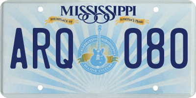 MS license plate ARQ080