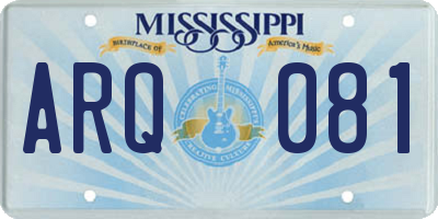 MS license plate ARQ081