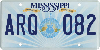 MS license plate ARQ082