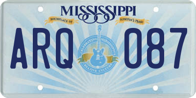 MS license plate ARQ087