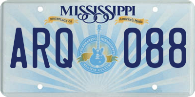 MS license plate ARQ088
