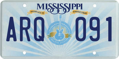 MS license plate ARQ091