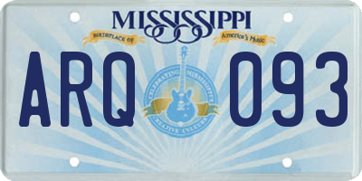 MS license plate ARQ093