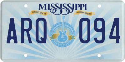 MS license plate ARQ094