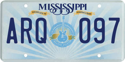 MS license plate ARQ097