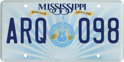 MS license plate ARQ098