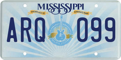 MS license plate ARQ099