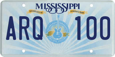 MS license plate ARQ100
