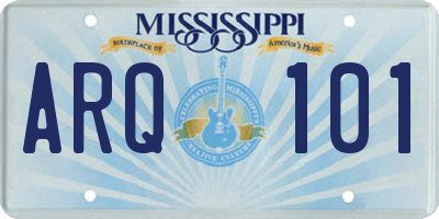 MS license plate ARQ101