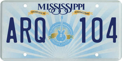 MS license plate ARQ104
