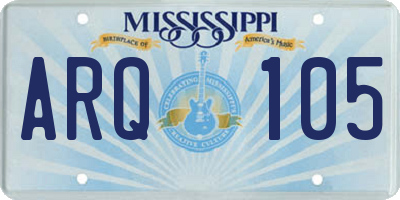 MS license plate ARQ105