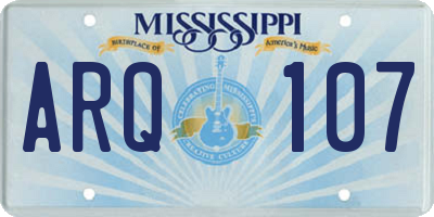 MS license plate ARQ107