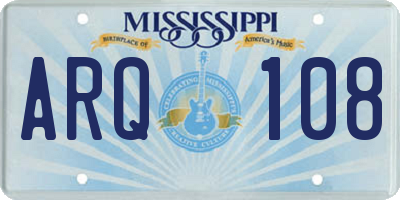 MS license plate ARQ108