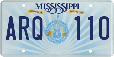 MS license plate ARQ110