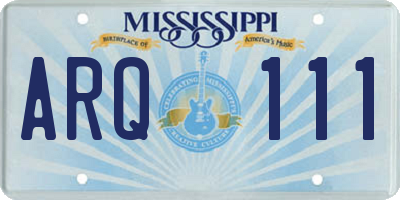 MS license plate ARQ111