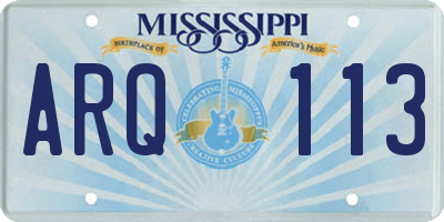 MS license plate ARQ113