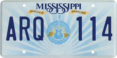 MS license plate ARQ114