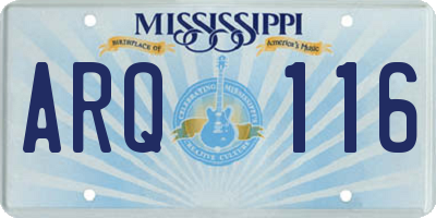 MS license plate ARQ116