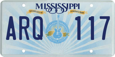 MS license plate ARQ117