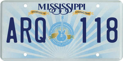 MS license plate ARQ118