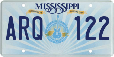 MS license plate ARQ122