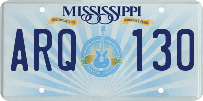MS license plate ARQ130