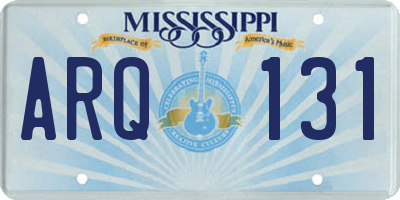 MS license plate ARQ131