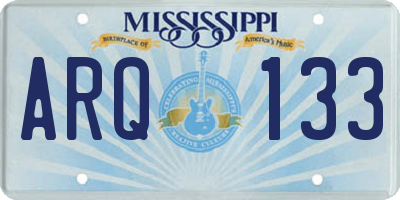 MS license plate ARQ133