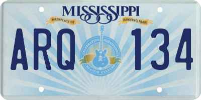 MS license plate ARQ134