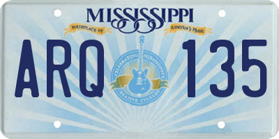 MS license plate ARQ135