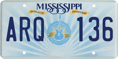 MS license plate ARQ136