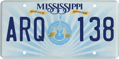 MS license plate ARQ138