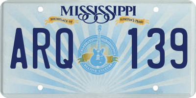MS license plate ARQ139