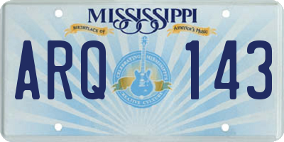 MS license plate ARQ143