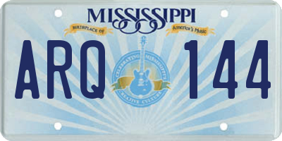 MS license plate ARQ144